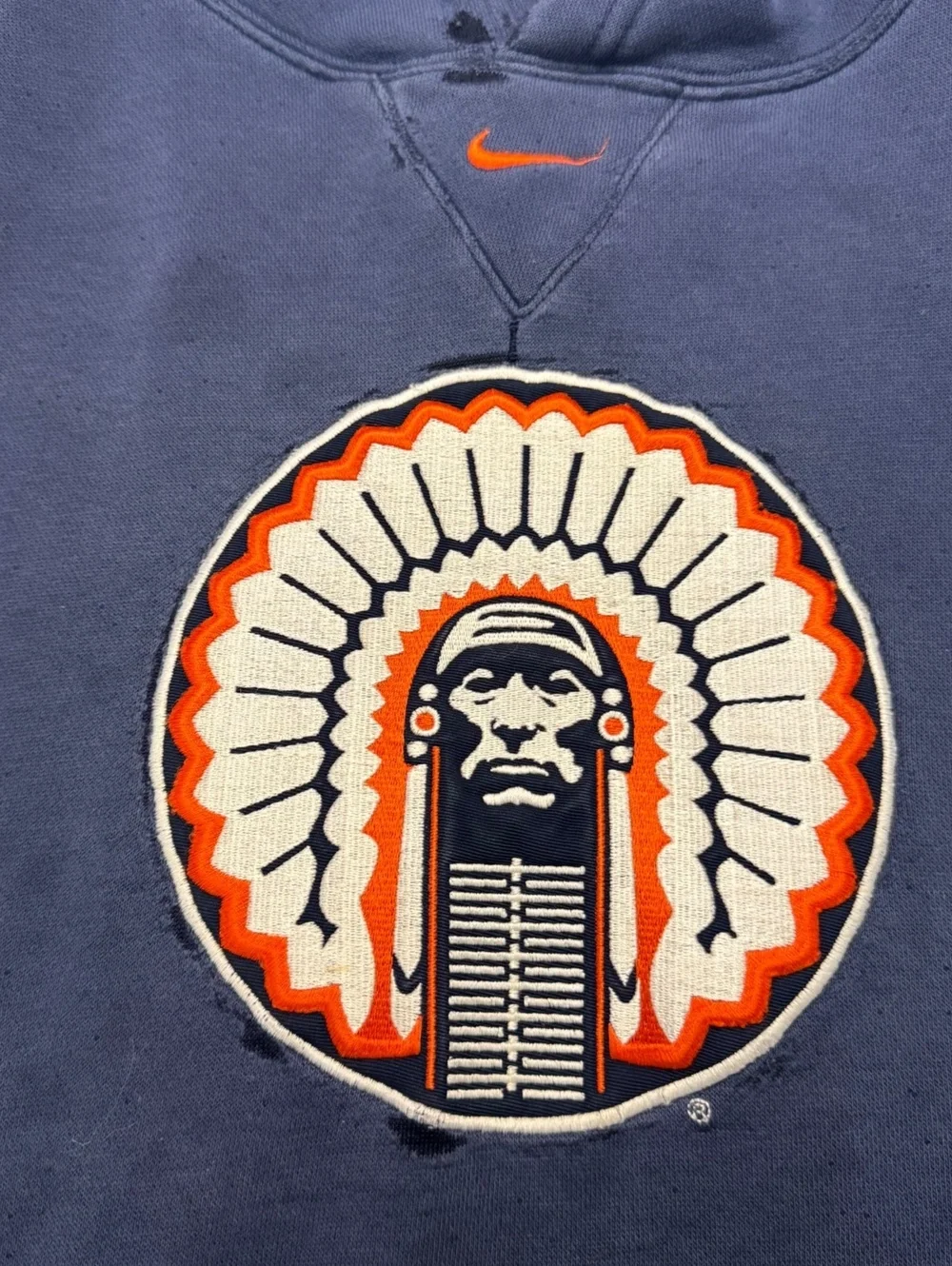 Vintage Y2K Nike Team Illinois Fighting Illini Hoodie Mens 2XL Navy